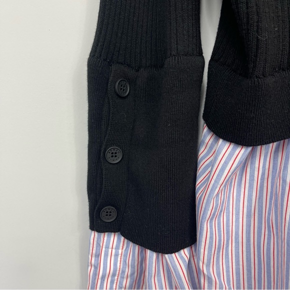 KENZO PARIS LAYERED RIBBED COTTON BLEND KNIT AND COTTON POPLIN SWEATER SHIRT XL - Picture 10 of 16